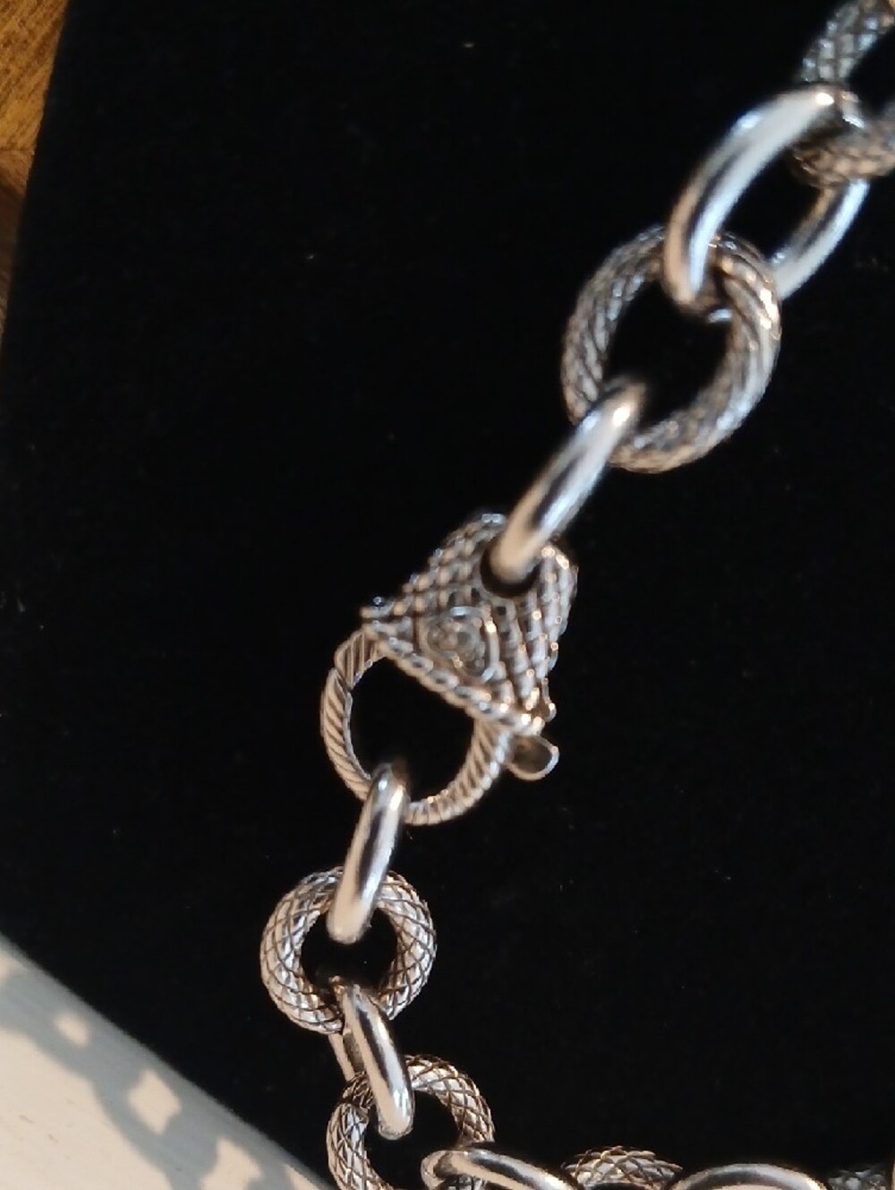Judith Ripka Sterling Silver Diamonique Hearts Stations Fancy Chain Necklace 20" - Picture 6 of 8